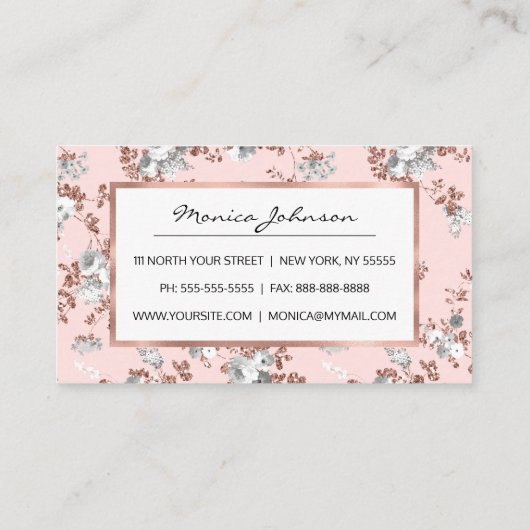 Rosa Rosa-Rosa-Glitzer Empfehlungskarte (Rückseite)