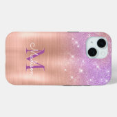 Rosa Rosa Rosa Glitzer Monogramm Case-Mate iPhone Hülle (Rückseite (Horizontal))