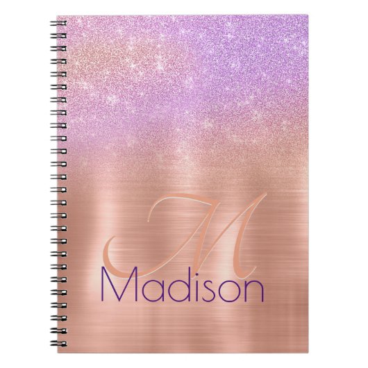 Rosa Rosa Rosa Glitzer Monogramm Notizblock (Vorderseite)