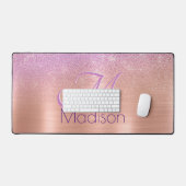 Rosa Rosa Rosa Glitzer Monogramm Schreibtischunterlage (Tastatur & Maus)