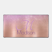 Rosa Rosa Rosa Glitzer Monogramm Schreibtischunterlage (Vorderseite)