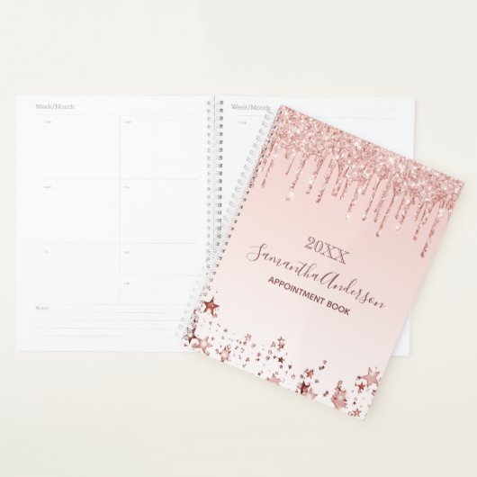 Rosa Rosa Rosa Glitzer Sterne Name Planer (Anzeige)