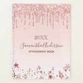 Rosa Rosa Rosa Glitzer Sterne Name Planer (Vorderseite)