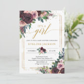 Rosa rosa rosa goldfarbener Rahmen aus weißem Rosa Einladung (Stehend Vorderseite)