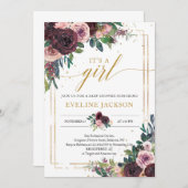 Rosa rosa rosa goldfarbener Rahmen aus weißem Rosa Einladung (Vorne/Hinten)