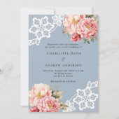 Rosa Rosa-Rosa-Goldfloralen runden Hochzeit ab Einladung (Vorderseite)