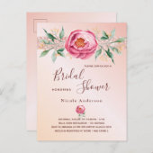 Rosa Rosa-Rosa-Goldflorchen Brautparty Postkarte (Vorne/Hinten)