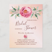 Rosa Rosa-Rosa-Goldflorchen Brautparty Postkarte (Vorderseite)