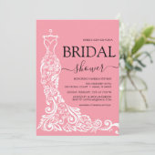 Rosa Rosa Rosa Gown Brautparty Einladung (Stehend Vorderseite)