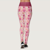 Rosa Rosa Rosa Magenta Blume Giro Leggings (Rückseite)