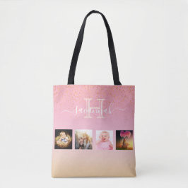 Rosa Rosa-Rosa-Monogramm-Foto Tasche
