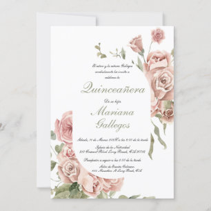 Rosa Rosa Rosa Quinceanera Einladung