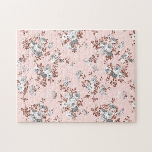 Rosa Rosa Rosa Rosa Glitzer grau Puzzle (Horizontal)