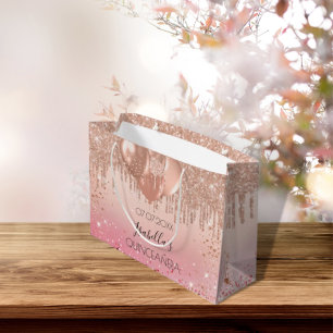 Rosa Rosa Rosa Rosa Glitzer Tropfen Ballons Große Geschenktüte