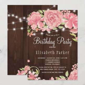 Rosa Rosa Rosa Rose Geburtstagsparty Einladung