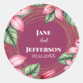 Rosa Rosa Rosa Runder Aufkleber (Vorderseite)