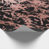 Rosa Rosa Rosa Schwarzer Marmor Shiny Metallic Geschenkpapier (Ecke)