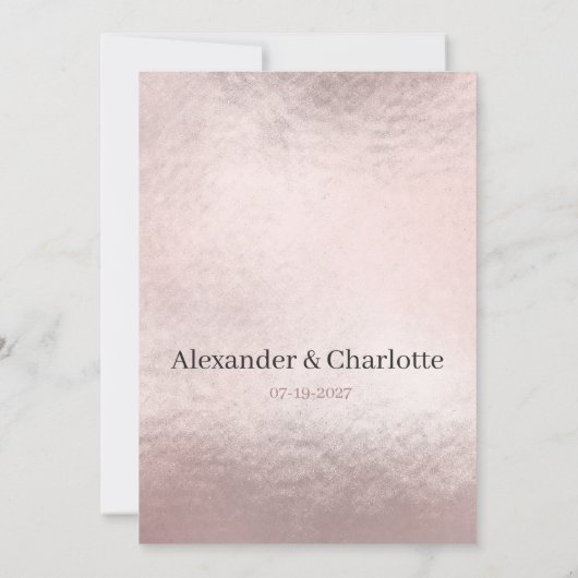 Rosa Rosa Rosa Silbergold Glitzer Hochzeit RSVP Einladung (Rückseite)