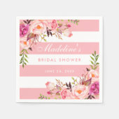 Rosa Rosa Rosa Streifen Brautparty Serviette (Vorderseite)