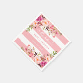 Rosa Rosa Rosa Streifen Brautparty Serviette (Ecke)