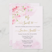 Rosa Rosa Rosa süß 16 Einladung (Vorne/Hinten)