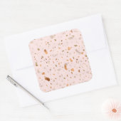 Rosa Rosa Rosa Terrazzo mit goldfarbenen Kupfer-Sp Quadratischer Aufkleber (Umschlag)