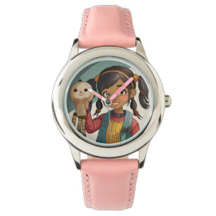 rosa, rosa, rosafarbene Federbeine Armbanduhr