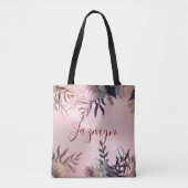 Rosa Rosa Rose Botanische Personalisiert Tasche (Vorderseite)