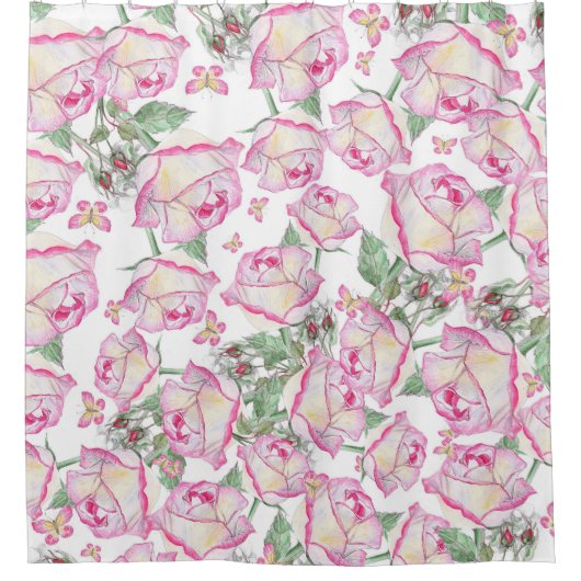 Rosa-Rosa-Rose Duschvorhang (Vorderseite)