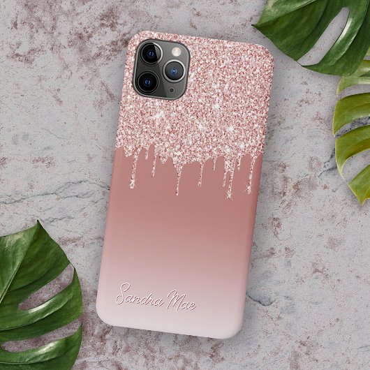 Rosa Rosa Rose Glitzer Kunstgeflecht iPhone Hülle