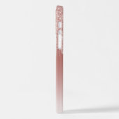 Rosa Rosa Rose Glitzer Kunstgeflecht iPhone Hülle (Linke Seite)