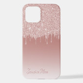 Rosa Rosa Rose Glitzer Kunstgeflecht iPhone Hülle (Rückseite)