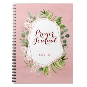 Rosa Rosa Rose Gold Floral Name Gebet-Journal Notizblock