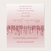 Rosa Rosa - Rose Gold Glitzer und Sparkor Visitenkarten (Außenseite Aufgefaltet)