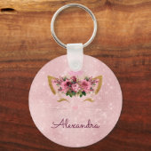 Rosa Rosa - Rose Gold Prinzessin Kitty Monogram Schlüsselanhänger (Vorderseite)