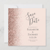 Rosa Rosa-Rose-Gold Save the Date Ankündigung (Vorderseite)