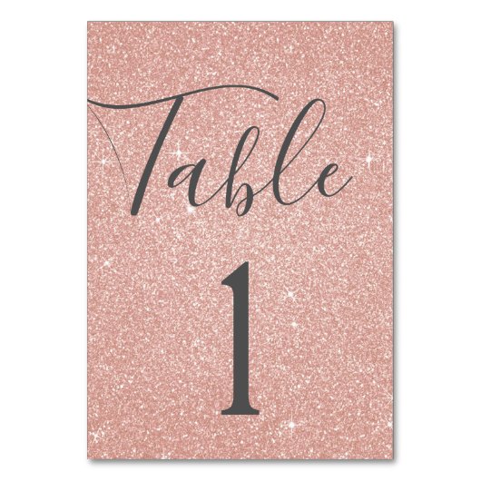 Rosa Rosa - Rose Gold Sparkline Tischnummer (Vorderseite)
