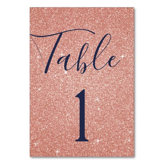 Rosa Rosa - Rose Gold Sparkline Tischnummer (Vorderseite)