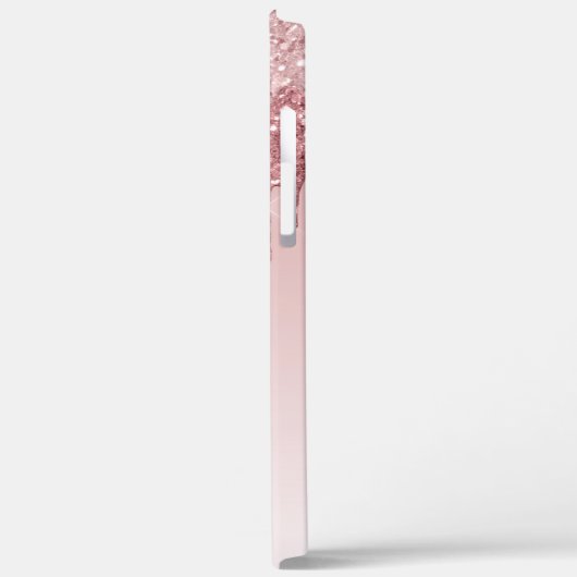 Rosa Rosa - Rose Gold Sparkor Glitzer Monogramm Case-Mate iPhone Hülle (Rückseite / Links)