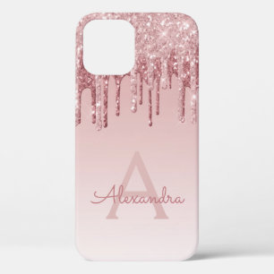 Rosa Rosa - Rose Gold Sparkor Glitzer Monogramm Case-Mate iPhone Hülle
