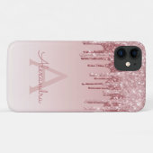 Rosa Rosa - Rose Gold Sparkor Glitzer Monogramm Case-Mate iPhone Hülle (Rückseite (Horizontal))