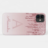 Rosa Rosa - Rose Gold Sparkor Glitzer Monogramm Case-Mate iPhone Hülle (Rückseite (Horizontal))
