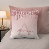 Rosa Rosa - Rose Gold Sparkor Glitzer Monogramm Kissen