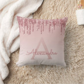 Rosa Rosa - Rose Gold Sparkor Glitzer Monogramm Kissen (Decke)