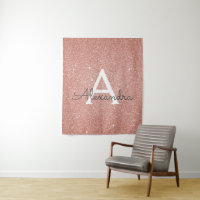 Rosa Rosa - Rose Gold Sparkor Glitzer Monogramm