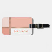 Rosa Rosa Rose Gold Streifen Farbblock Gepäckanhänger (Vorderseite horizontal)