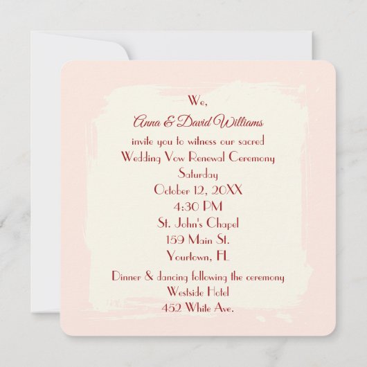 Rosa Rosa-Rose mit rotem Wachs-Siegel Einladung (Rückseite)