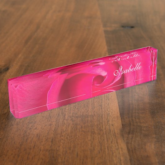 Rosa Rosa Rose Personalisierter Name Plakat Namensplakette (Seite)