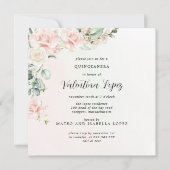 Rosa Rosa Rose Platz Quinceanera Einladung (Vorderseite)