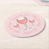 Rosa Rosa Rose Rosé Brautparty Runder Pappuntersetzer (Angewinkelt)